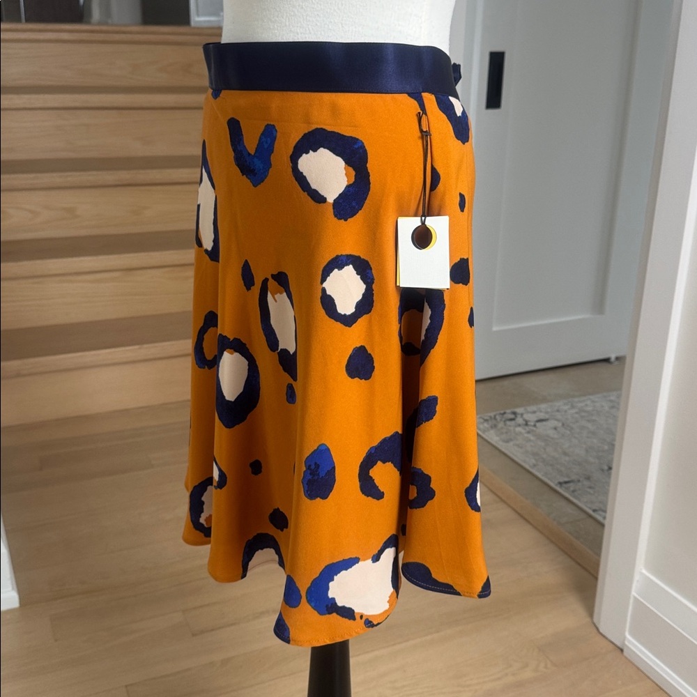 NWT 3.1 Phillip Lim Orange and Blue Skater Skirt Size 16 - Picture 2 of 5